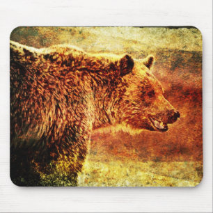 Tapis de souris rustique d'art d'ours gris