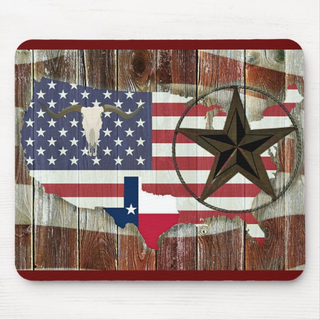 Tapis De Souris Rustique Texas Lone Star Texas Long Horn (Devant)