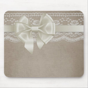 Tapis De Souris Rustique Vintage Burlap & Dentelle