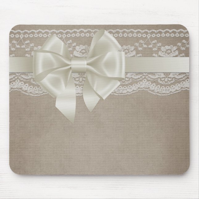 Tapis De Souris Rustique Vintage Burlap & Dentelle (Devant)