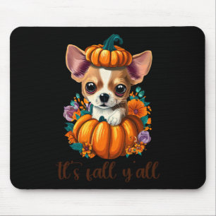 Tapis De Souris Sa Chute Y'all mignonne Citrouille Floral Chihuahu