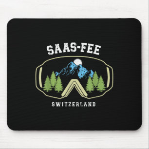 Tapis De Souris Saas-fee Lunettes de Ski Station Suisse Alpes Ski