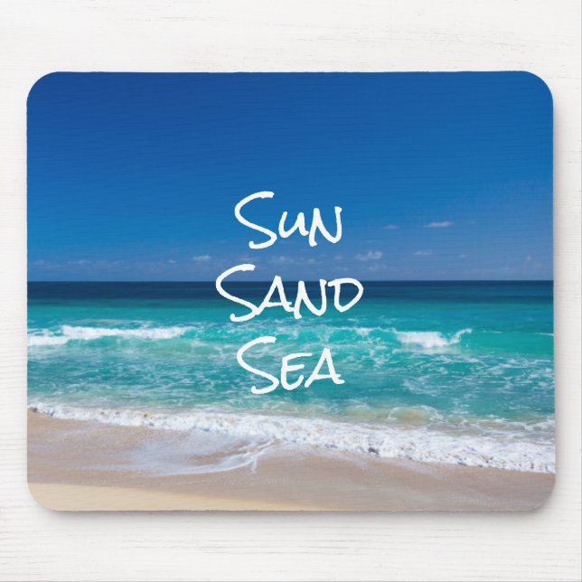 Tapis De Souris Sable Soleil Mer Tropical Plage Turquoise Eau (Devant)