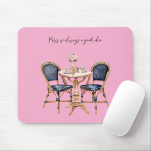 Tapis De Souris Sac à baguettes rose bleu Paris