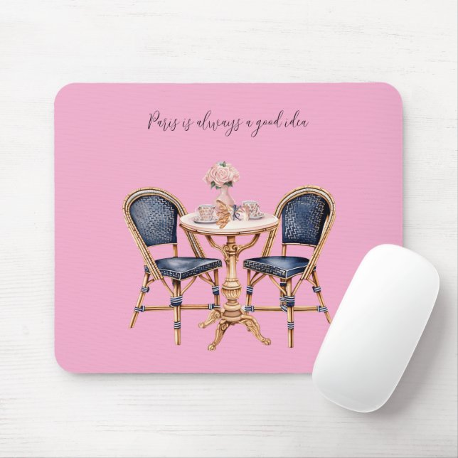 Tapis De Souris Sac à baguettes rose bleu Paris (Avec souris)