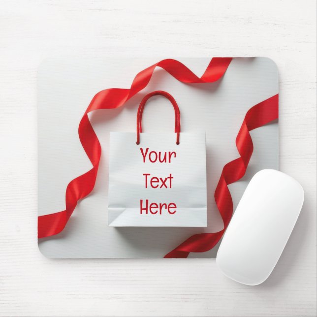 Tapis De Souris Sac cadeau en papier blanc avec rubans (Avec souris)