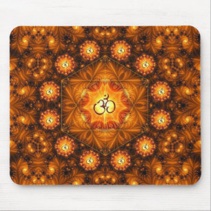 Tapis de souris sacré de mandala de l'OM G d'or