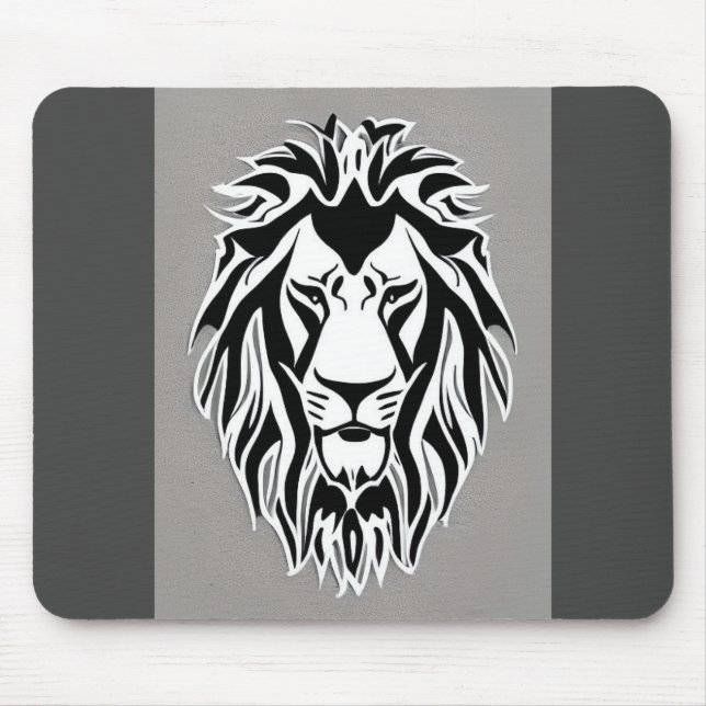Tapis De Souris Sad lion black and white decal gray background (Devant)