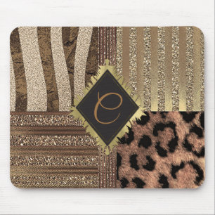 Tapis De Souris Safari Chic Jungle Or Moderne Étincelant Lionne