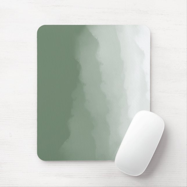 Tapis De Souris Sage Green Aquarelle Ombre (vert sauge/blanc) (Avec souris)