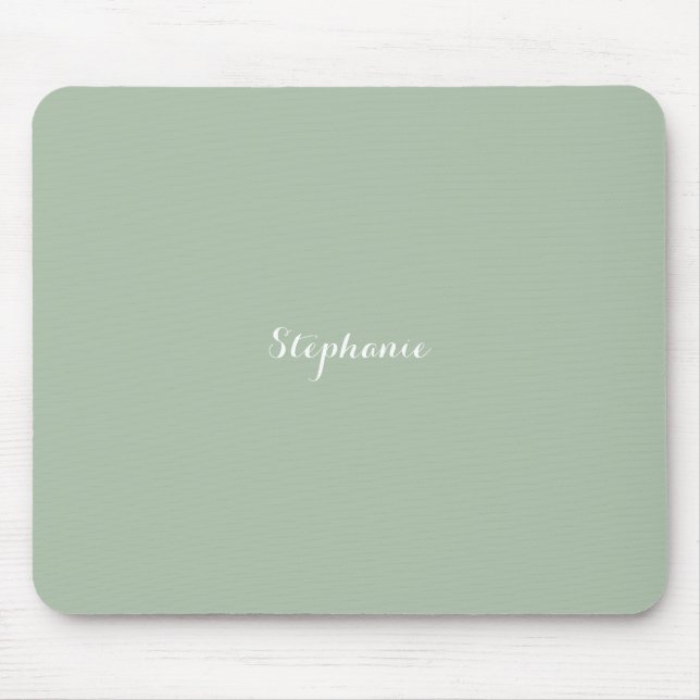 Tapis De Souris Sage Green Nom Moderne Élégant Monogramme Boho (Devant)