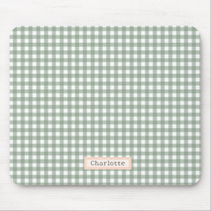 Tapis De Souris Sage Green Plaid Personnalisé