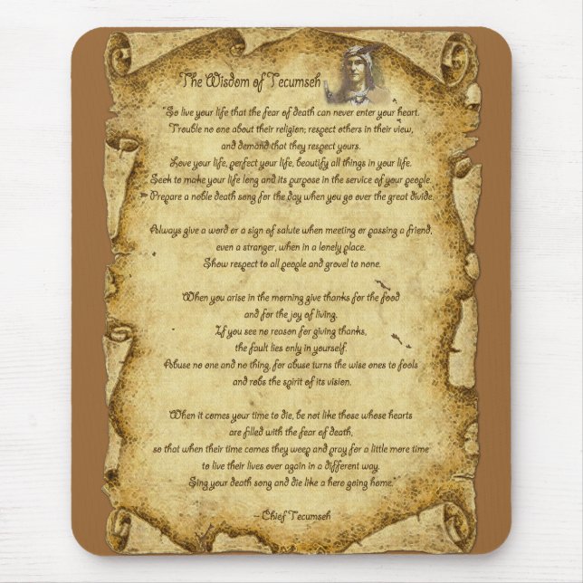 Tapis De Souris Sagesse amérindienne du chef Tecumseh (Devant)