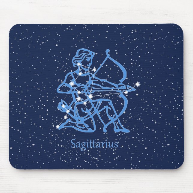 Tapis De Souris Sagittarius Constellation & Zodiac Signe avec étoi (Devant)