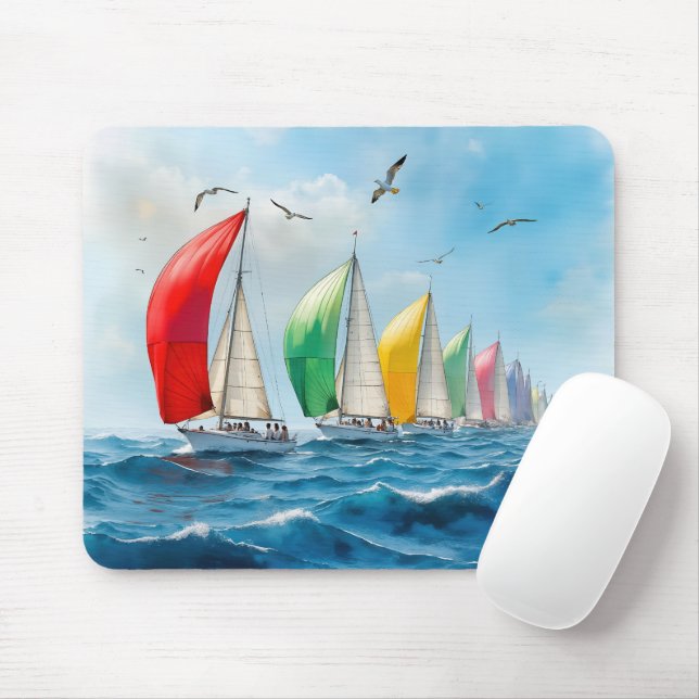 Tapis De Souris Sailboat Race On High Seas (Avec souris)