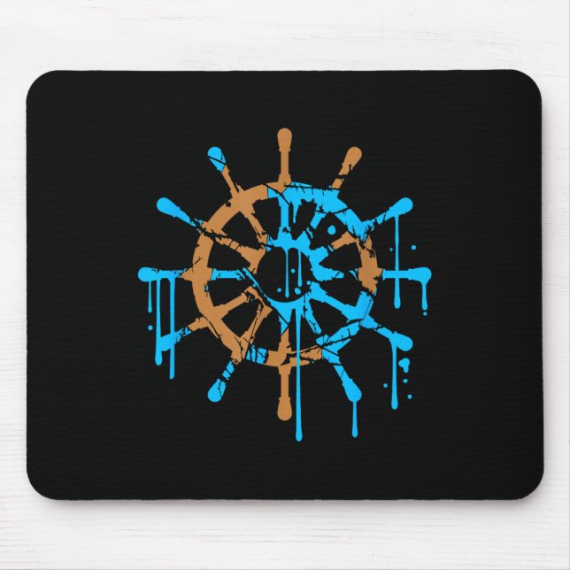 Tapis De Souris Sailor Ship Steering Wheel Graffiti Drops Sailing  (Devant)