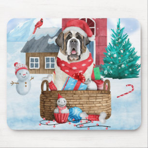 Tapis De Souris Saint Bernard Chien dans la neige Maison de Chien