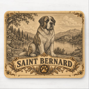 Tapis De Souris Saint Bernard, Chien de Patrimoine Vintage