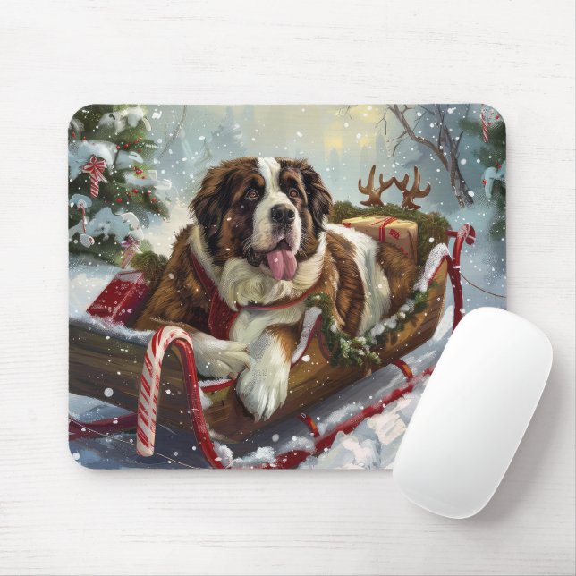 Tapis De Souris Saint-Bernard de Noël Festif (Avec souris)