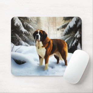 Tapis De Souris Saint Bernard Laisser Neige Noël