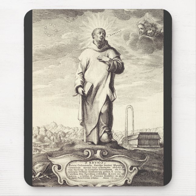 Tapis De Souris Saint Bruno de Cologne Gravure Ancienne Style Arti (Devant)