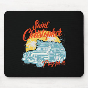 Tapis De Souris Saint Christophe Surfeur Mec Surfant Plage Ca