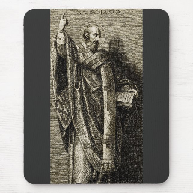 Tapis De Souris Saint Cyrille de Jérusalem Art Graphique Sacré (Devant)