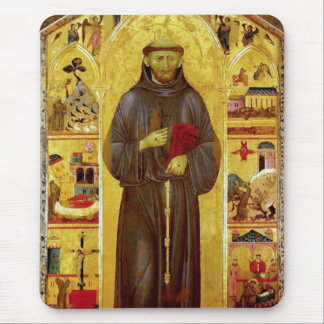 Tapis De Souris Saint Francis d'icône médiévale de beaux-arts