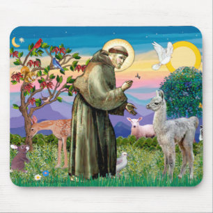 Tapis De Souris Saint François et bébé lama
