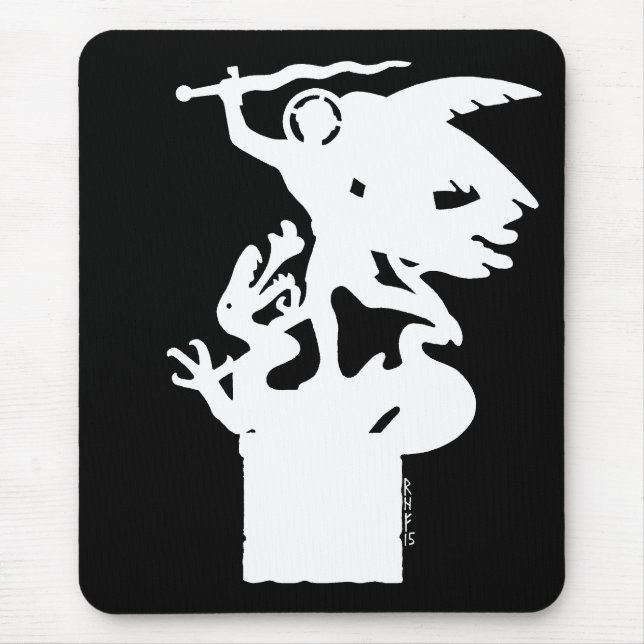 Tapis De Souris Saint Michael et Dragon (en blanc) (Devant)