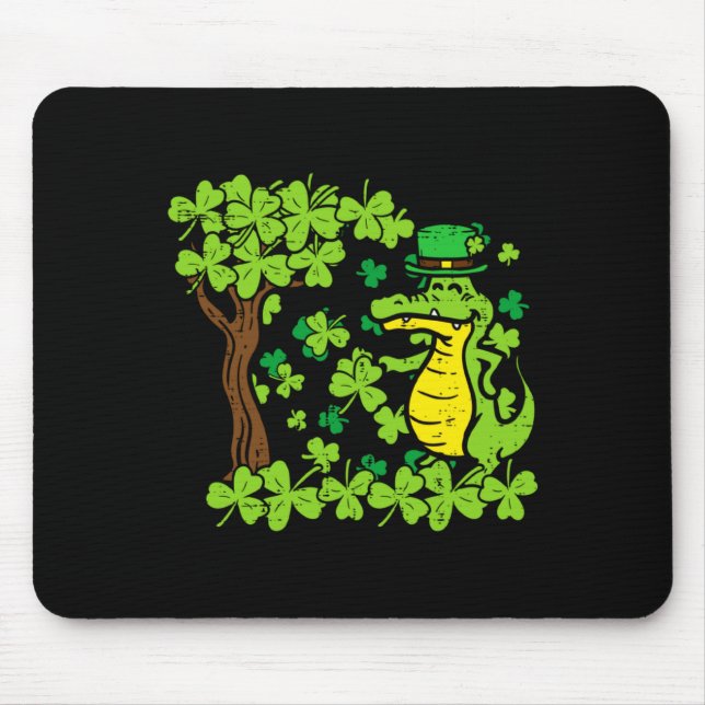 Tapis De Souris Saint-Patrick Alligator Trèfle Saint-Patty Hommes (Devant)