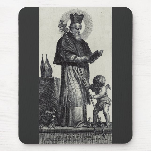 Tapis De Souris Saint Patrick Apôtre d'Irlande  Art monochrome (Devant)