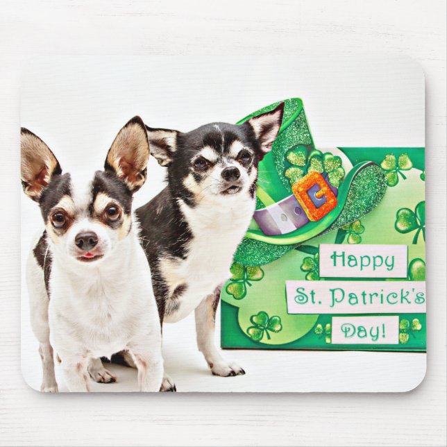 Tapis De Souris Saint Patrick's Day Chihuahua's (Devant)