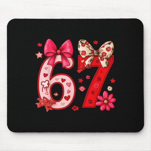 Tapis De Souris Saint-Valentin 67 Drôle Six Sept Mème Coquette Arc (Devant)