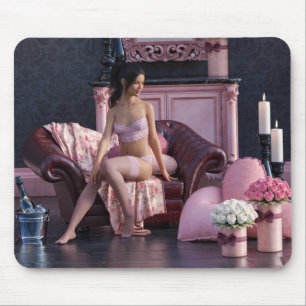 Tapis De Souris Saint Valentin Beauté en Lingerie sur le canapé