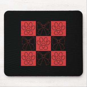 Tapis De Souris Saint-Valentin Chien Coquette Nœud Patte de Chien