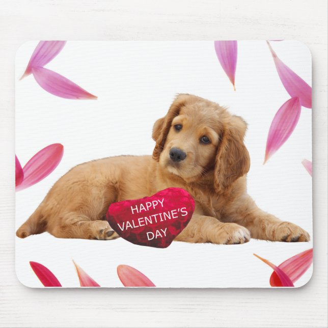 Tapis De Souris Saint Valentin Chien Photo coeur mousepad (Devant)