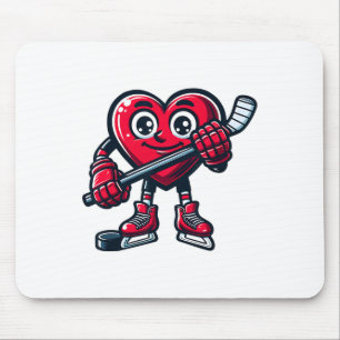 Tapis De Souris Saint Valentin Coeur de glace Joueur de hockey sur
