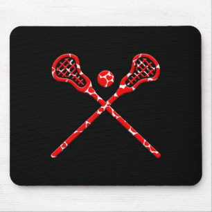 Tapis De Souris Saint Valentin Coeur mignon Lacrosse Lover Sports 