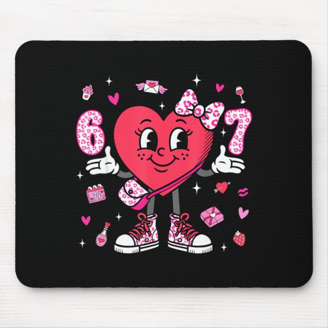 Tapis De Souris Saint-Valentin Drôle 67 Meme Six Sept 6 7 Valent (Devant)