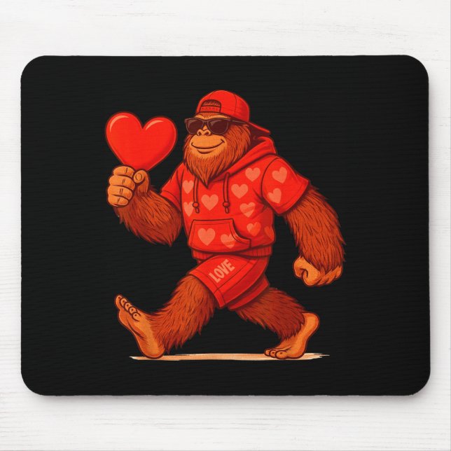 Tapis De Souris Saint Valentin drôle Bigfoot Cœur Célibataires Sas (Devant)