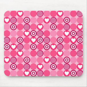 Tapis De Souris Saint-Valentin Motif Cœur Rose et Points de Fleurs