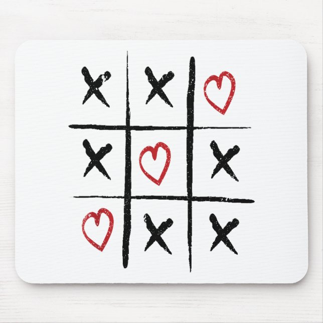 Tapis De Souris Saint Valentin Tic Tac Toe Hearts Day (Devant)