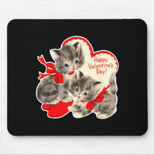 Tapis De Souris Saint-Valentin Vintage Chat Chaton Rétro