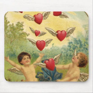 Tapis De Souris Saint-Valentin vintage, Coeurs de Cherubs victorie