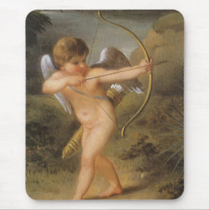 Tapis De Souris Saint-Valentin vintage, Cupidon avec arc et flèche
