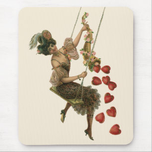 Tapis De Souris Saint-Valentin vintage, dame victorienne sur une b