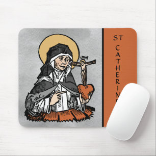 Tapis De Souris Sainte Catherine de Sienne avec Coeur Crucifix