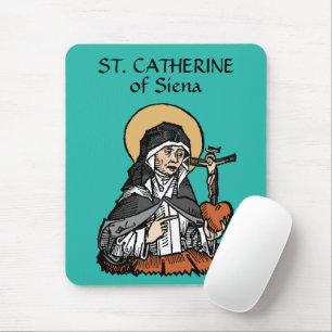 Tapis De Souris Sainte Catherine de Sienne avec Coeur Crucifix