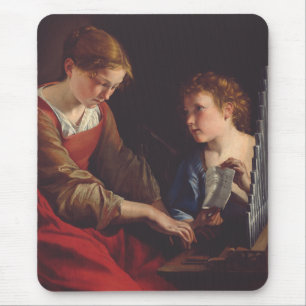 Tapis De Souris Sainte Cécile et un Ange par Orazio Gentileschi